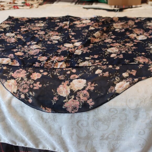 Emory Park Sheer Blue Floral Kimono Style Cover Up Size Medium Swim Beach Summer - Picture 10 of 11